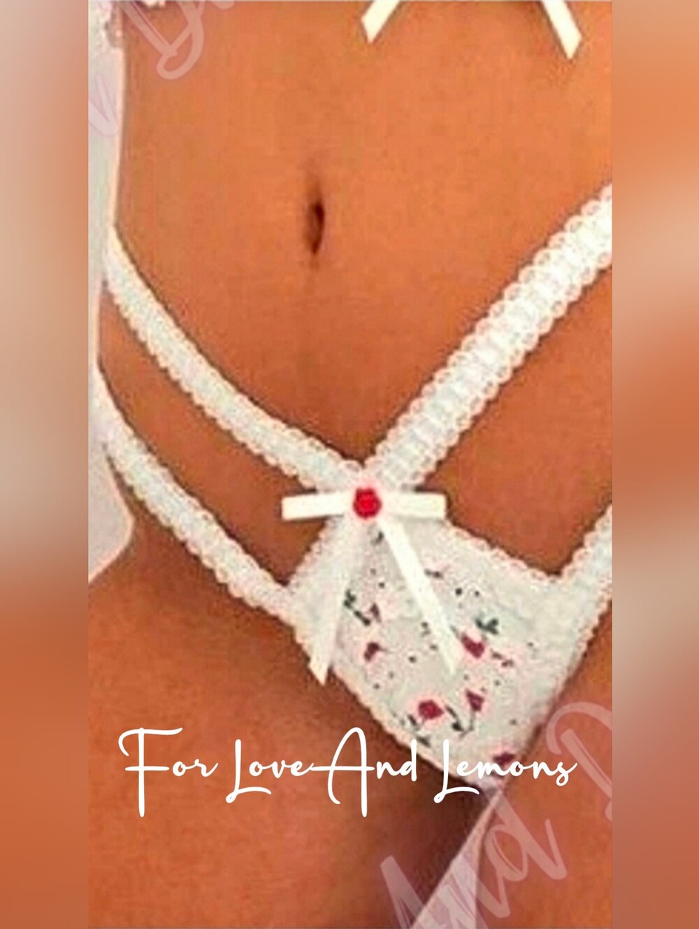 For Love And Lemons Rose Eyelet Thong Panty